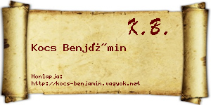 Kocs Benjámin névjegykártya